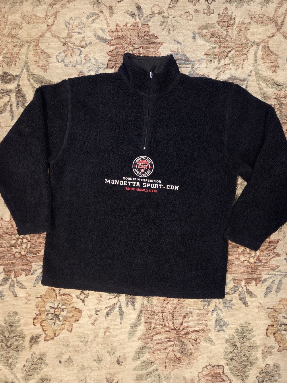 Vintage Mondetta Sport Navy Blue Chunky Sherpa Quarter Zip